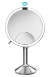 Simplehuman Trio Eight Inch Multi-magnification Sensor Makeup Mirror In Brushed Steel