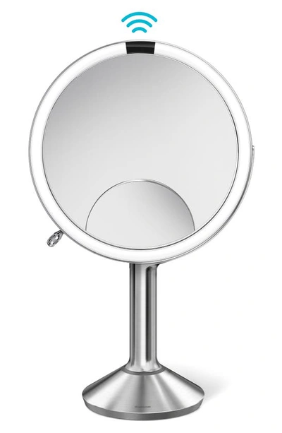 Simplehuman Trio Eight Inch Multi-magnification Sensor Makeup Mirror In Brushed Steel