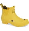 Joules Wellibob Short Rain Boot In Gold Botanical Bees