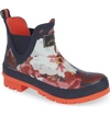 Joules Wellibob Short Rain Boot In French Navy Bloom