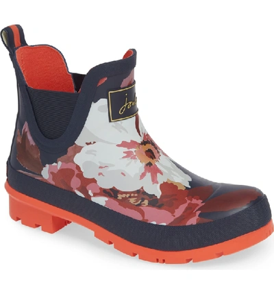Joules Wellibob Short Rain Boot In French Navy Bloom