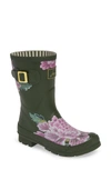 Joules Print Molly Welly Rain Boot In Grape Leaf