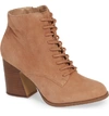 Kensie Smith Lace-up Bootie In Nude Suede