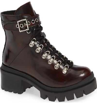 Jeffrey Campbell Czech Lace-up Boot In Wine Leather