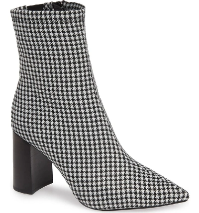 Jeffrey Campbell Coma Stretch Bootie In Black/ White Houndstooth