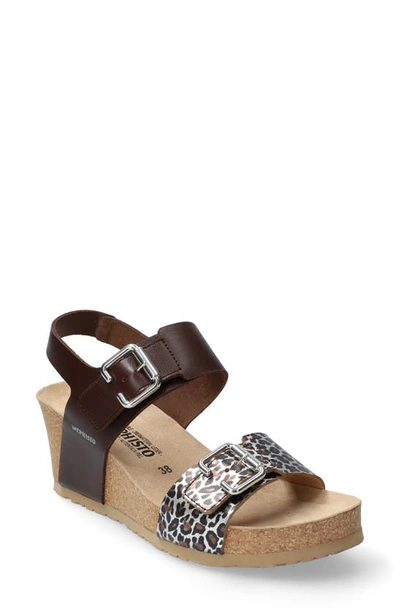 Mephisto Lissandra Platform Wedge Sandal In Chestnut/ Brown Leather