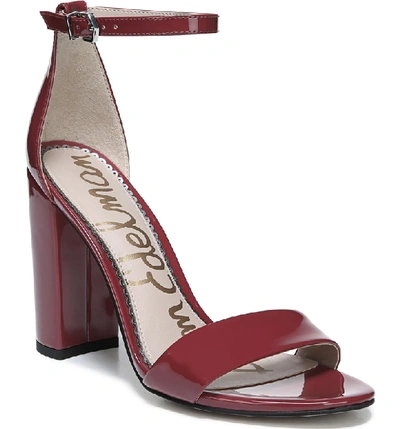 Sam Edelman Yaro Ankle Strap Sandal In Dark Cherry Patent Leather