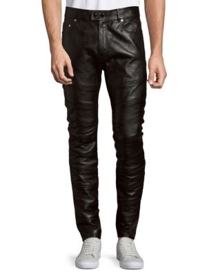 Saint Laurent Leather Five-pocket Pants In Nero | ModeSens