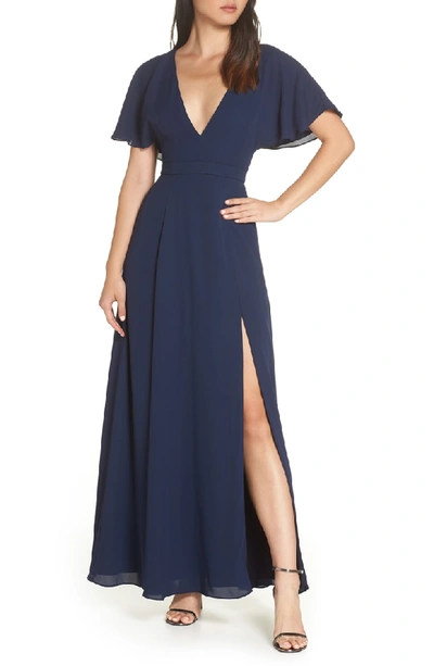 Fame And Partners A-line Gown In Navy