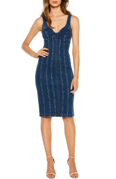 bardot miami denim dress Martel Denim Midi Dress In Dark