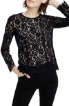 Jcrew Lace Top With Built-in Camisole In Black