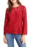 Jcrew Lace Top With Built-in Camisole In Festive Red