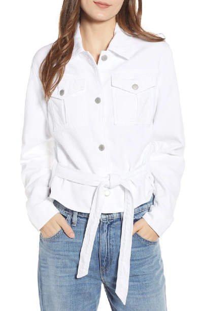 Hudson Button-front Military Tie Top In Off White