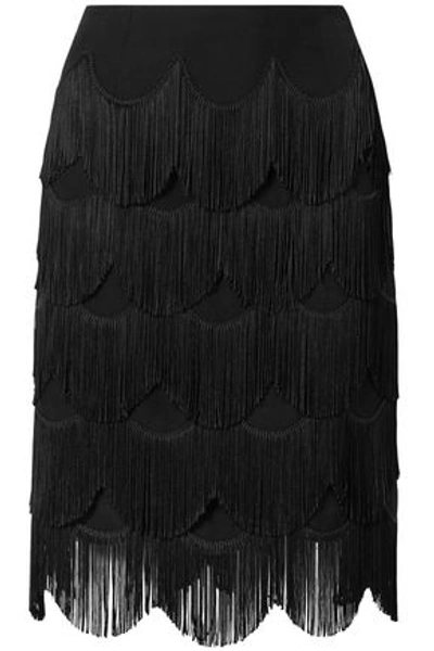 Marc Jacobs Fringed Crepe Skirt In Black