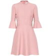 Valentino Bell-sleeve Wool And Silk-blend Crepe Dress In Pink