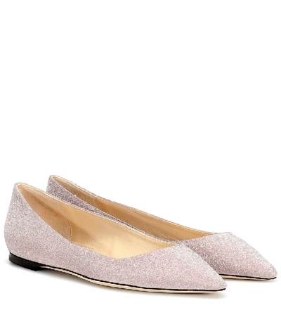 Jimmy Choo Romy Glitter Ballet Flats In Pink