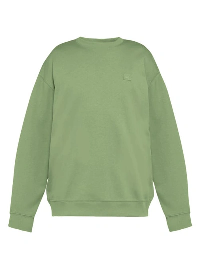 Acne Studios Forba Logo-patch Cotton-jersey Sweatshirt In Dusty Green