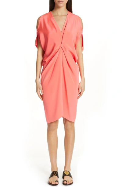 Zero + Maria Cornejo Cold Shoulder Silk Crepe Dress In Coral