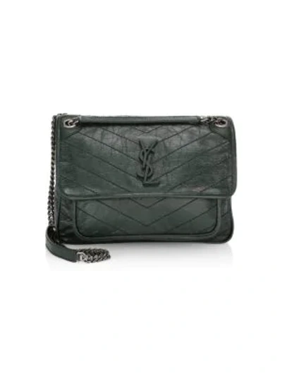 Saint Laurent Medium Niki Leather Shoulder Bag In Green