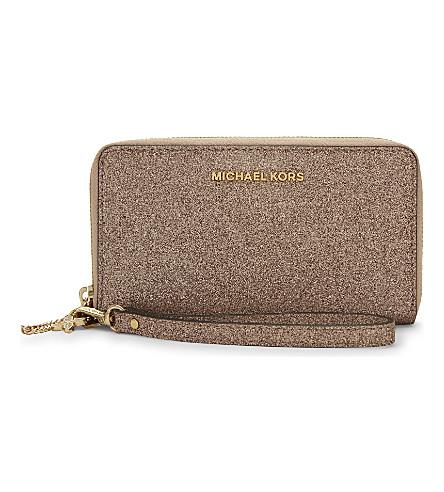 rose gold glitter michael kors purse
