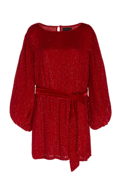 Retroféte Grace Sequined Split Back Mini Dress In Red