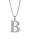 Nina Gilin Silvertone & Natural Champagne Diamond Initial Pendant Necklace In Initial B
