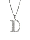 Nina Gilin Silvertone & Natural Champagne Diamond Initial Pendant Necklace In Initial D