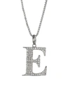 Nina Gilin Silvertone & Natural Champagne Diamond Initial Pendant Necklace In Initial E