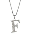 Nina Gilin Silvertone & Natural Champagne Diamond Initial Pendant Necklace In Initial F