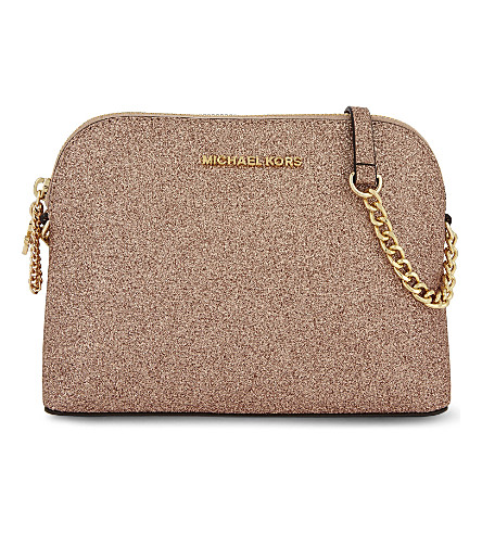 Michael Michael Kors Alex Large Glitter Cross-Body Bag In Rose Gold | ModeSens