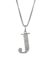 Nina Gilin Silvertone & Natural Champagne Diamond Initial Pendant Necklace In Initial J