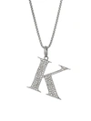 Nina Gilin Silvertone & Natural Champagne Diamond Initial Pendant Necklace In Initial K