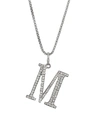 Nina Gilin Silvertone & Natural Champagne Diamond Initial Pendant Necklace In Initial M