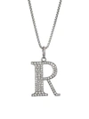 Nina Gilin Women's Silvertone & Natural Champagne Diamond Initial Pendant Necklace In Initial R