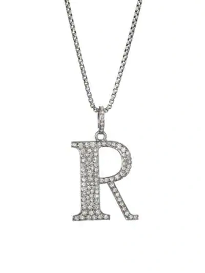 Nina Gilin Women's Silvertone & Natural Champagne Diamond Initial Pendant Necklace In Initial R