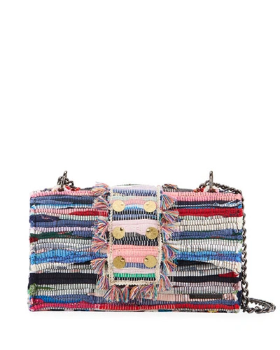 Kooreloo New Yorker Woven Front-flap Bag W/ Removable Crossbody Chain Strap In Multi