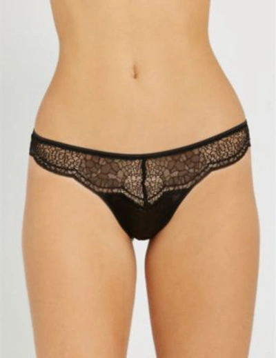 Calvin Klein Ck Black Stretch-lace Brazilian Briefs In 001 Black