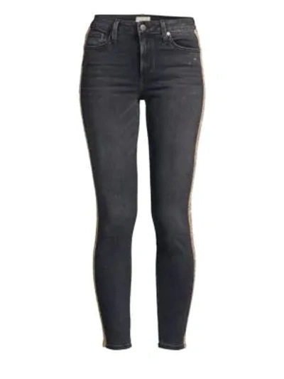 Alice And Olivia Good Mid-rise Skinny Crystal Jeans In Black Magic