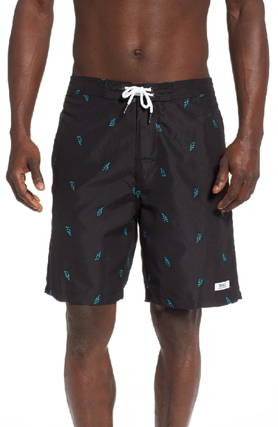 Trunks Surf & Swim Co. Premium Embroidered Swami Swim Trunks In Black