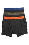 Calvin Klein 3-pack Boxer Briefs In Black W/ Green/ Blue/ Orange