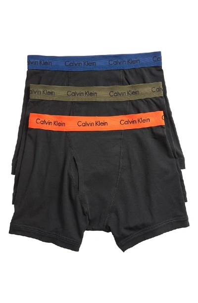 Calvin Klein 3-pack Boxer Briefs In Black W/ Green/ Blue/ Orange