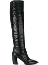 Prada Women's Leather Heel Boots In Black