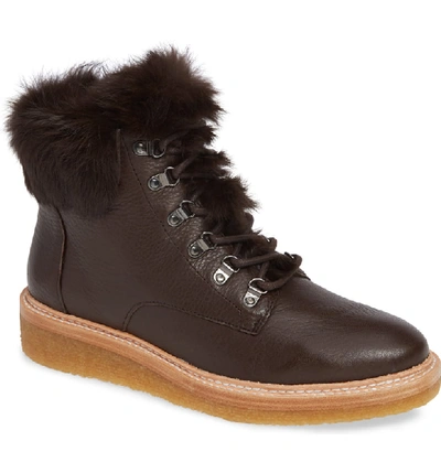 Botkier Women's Winter Leather & Fur Lace Up Booties In Mocha Leather