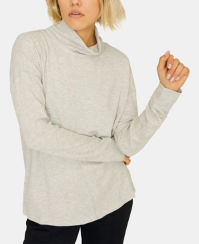 Sanctuary Highroad Mock-neck Waffle-knit Top In Healther Sterling