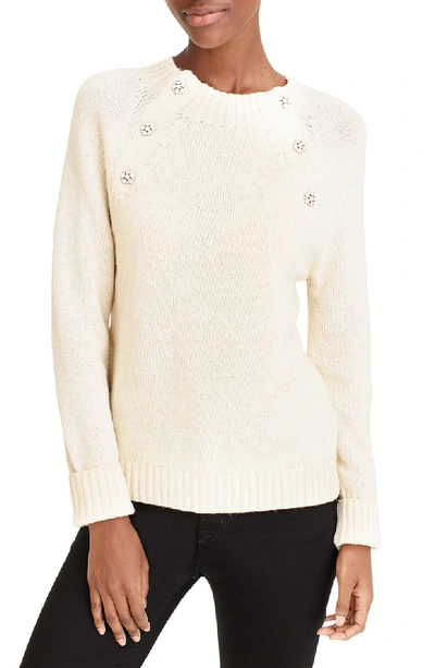 Jcrew Sweater With Jeweled Buttons In Natural