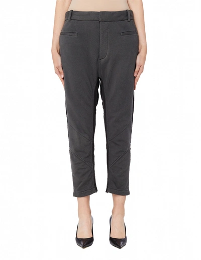 Haider Ackermann Bicolored Cotton Cropped Sweatpants In Grey