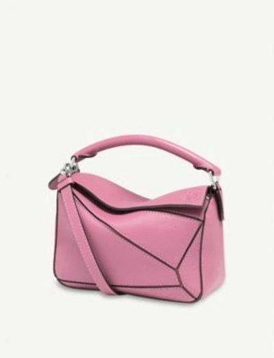 Loewe Puzzle Mini Leather Shoulder Bag In Wild Rose