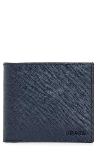 Prada Men's Colorblock Saffiano Leather Double Billfold Wallet In Baltico