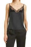 Cami Nyc Helen Lace-trimmed Silk-charmeuse Camisole In Black