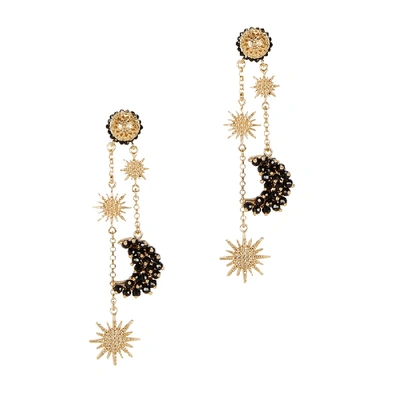Soru Jewellery Luna 24kt Gold Vermeil Drop Earrings In Black